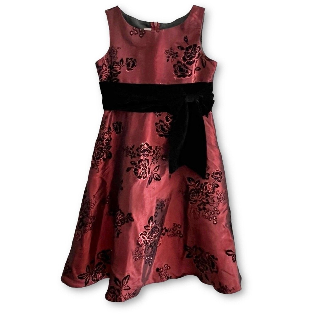 La Princess Girl’s Special Occasion Dress. Dark Red/Black. Size 8